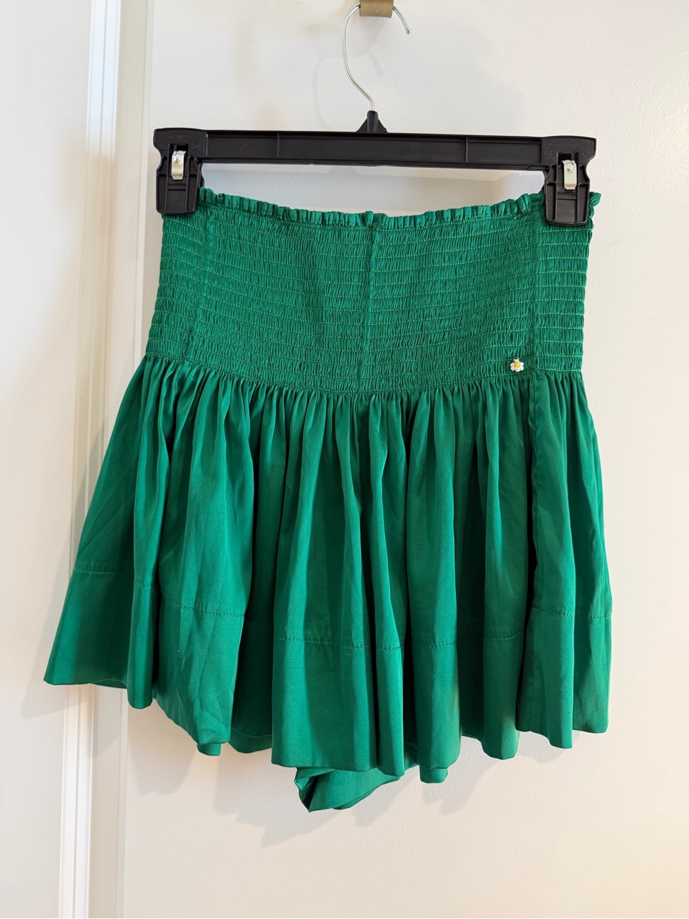 NATURAL LIFE Emerald Green Smocked Waist Flared Mini Skirt